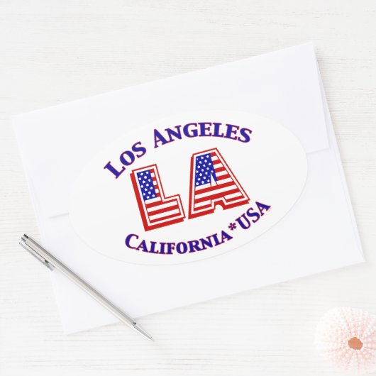 ロサンゼルスアメリカ愛国的なオーバルロゴ 楕円形シール (封筒)