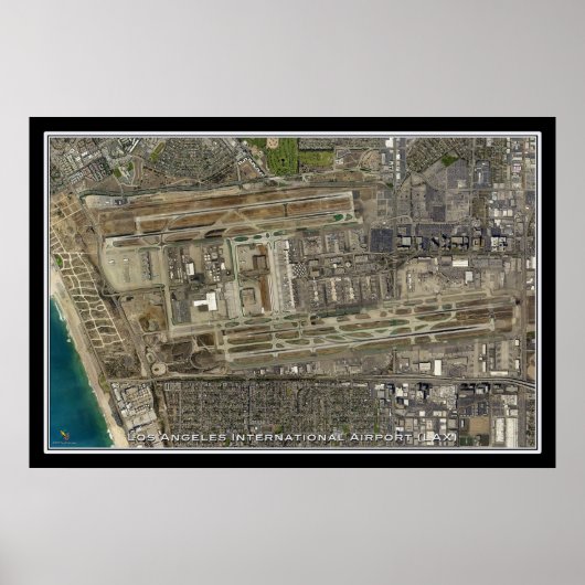 ロサンゼルスインターナショナルエアポートカリフォルニアサテライトマップ ポスター (正面)