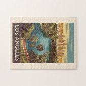 ロサンゼルスエコーパークレイクトラベルアートヴィンテージ ジグソーパズル (横)