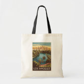 ロサンゼルスエコーパークレイクトラベルアートヴィンテージ トートバッグ (正面)
