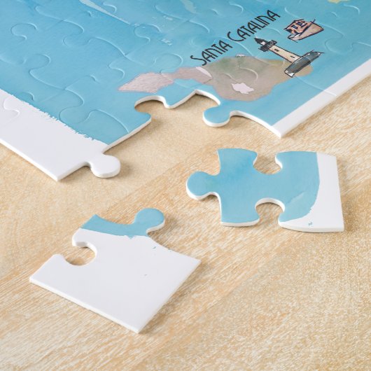 ロサンゼルスカリフォルニアのヴィンテージ旅行地図 ジグソーパズル (側面)