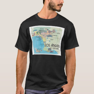 ロサンゼルスカリフォルニアのヴィンテージ旅行地図 Tシャツ