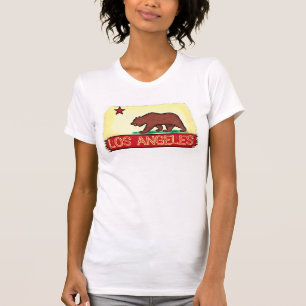 ロサンゼルスカリフォルニアの女性州の旗のティー Tシャツ