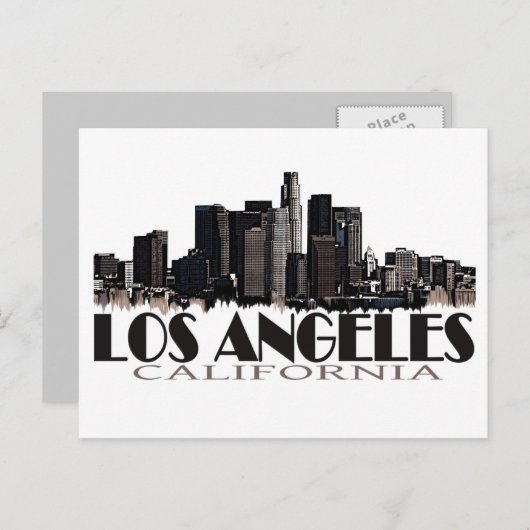ロサンゼルスカリフォルニアの暗いスカイライン ポストカード (正面/裏面)