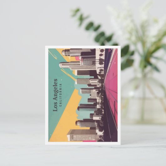 ロサンゼルスカリフォルニアアポップ・アートのートトラベルイラストレーション ポストカード (スタンド正面)