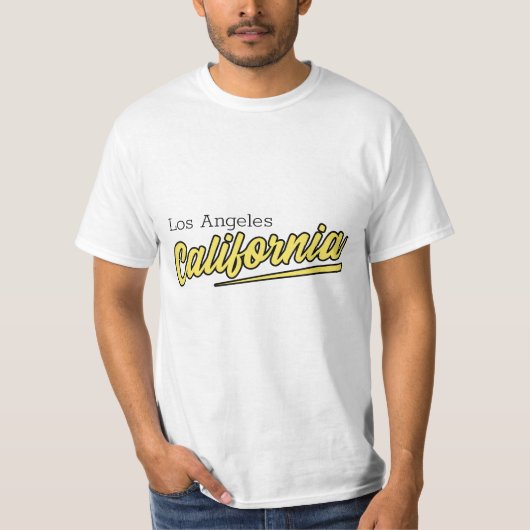 ロサンゼルスカリフォルニアイエロータイポグラフィ Tシャツ (正面)