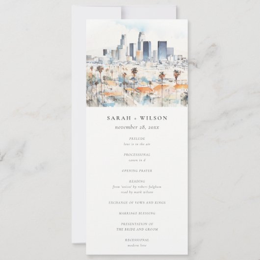 ロサンゼルスカリフォルニアウォーターカラー結婚式 プログラム (正面)