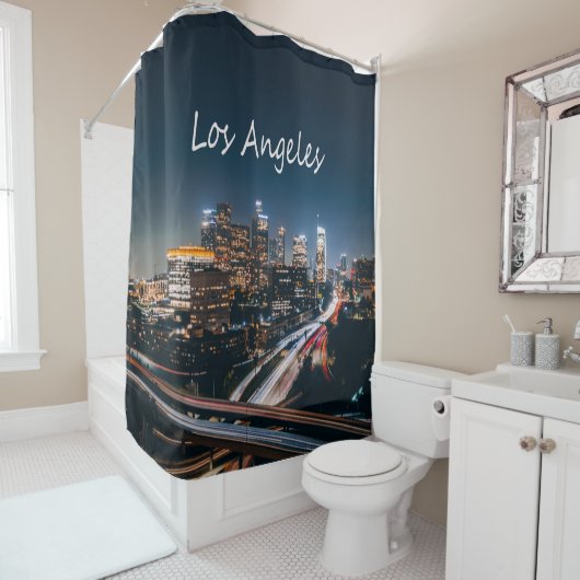 ロサンゼルスカリフォルニアシティスカイラインアットナイト シャワーカーテン (インサイチュ)
