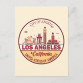 ロサンゼルスカリフォルニアシティスカイラインエンブレム ポストカード (正面)