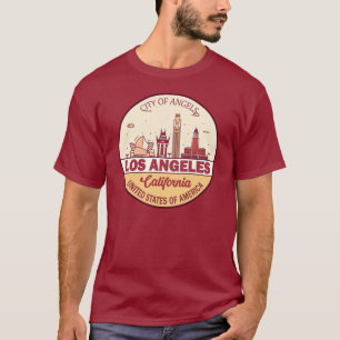 ロサンゼルスカリフォルニアシティスカイラインエンブレム Tシャツ