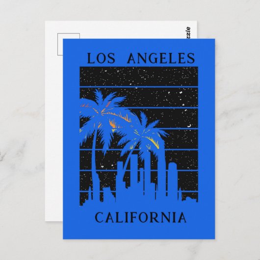 ロサンゼルスカリフォルニアシティスカイラインパームツリー ポストカード (正面/裏面)