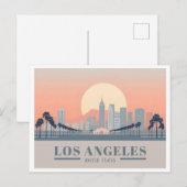 ロサンゼルスカリフォルニアスカイラインパステルトラベル ポストカード (正面/裏面)