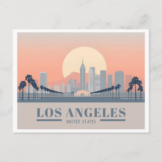 ロサンゼルスカリフォルニアスカイラインパステルトラベル ポストカード (正面)