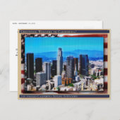 ロサンゼルスカリフォルニアスカイラインリネン+国旗 ポストカード (正面/裏面)