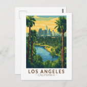 ロサンゼルスカリフォルニアトラベルアートヴィンテージ ポストカード (正面/裏面)