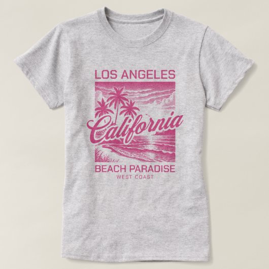 ロサンゼルスカリフォルニアビーチパラダイスウエストコースト Tシャツ (デザイン正面)