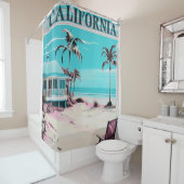 ロサンゼルスカリフォルニアビーチホームデコール シャワーカーテン (インサイチュ)