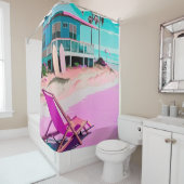 ロサンゼルスカリフォルニアビーチホームデコール シャワーカーテン (インサイチュ)