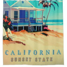 ロサンゼルスカリフォルニアビーチホームデコール シャワーカーテン