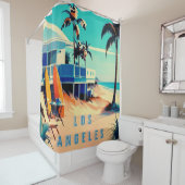 ロサンゼルスカリフォルニアビーチホームデコール シャワーカーテン (インサイチュ)