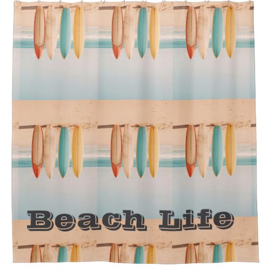 ロサンゼルスカリフォルニアビーチホームデコール シャワーカーテン (正面)