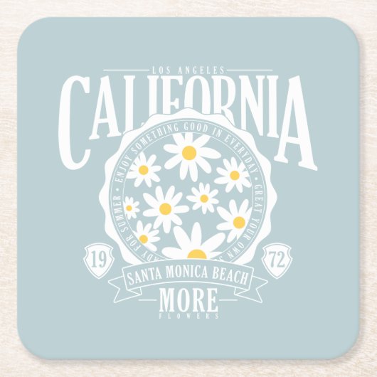 ロサンゼルスカリフォルニアフローラグラフィック スクエアペーパーコースター (正面)