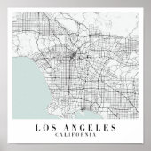 ロサンゼルスカリフォルニアブルーウォーター通りの地図 ポスター (正面)