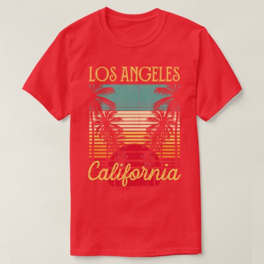 ロサンゼルスカリフォルニアレトロヴィンテージパームツリーズ Tシャツ (デザイン正面)
