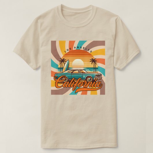ロサンゼルスカリフォルニアレトロ Tシャツ (デザイン正面)