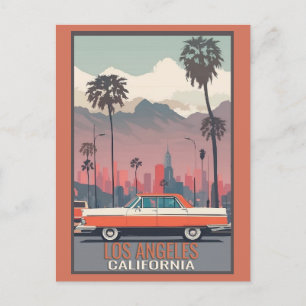 ロサンゼルスカリフォルニアヴィンテージカー旅行 ポストカード