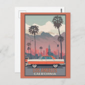 ロサンゼルスカリフォルニアヴィンテージカー旅行 ポストカード (正面/裏面)
