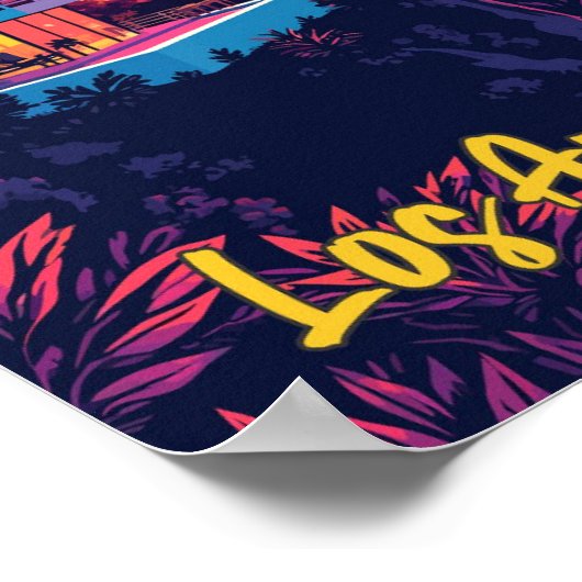 ロサンゼルスカリフォルニアヴィンテージトラベルイラストレーション ポスター (角)