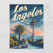 ロサンゼルスカリフォルニアヴィンテージトラベルイラストレーション ポストカード (正面)