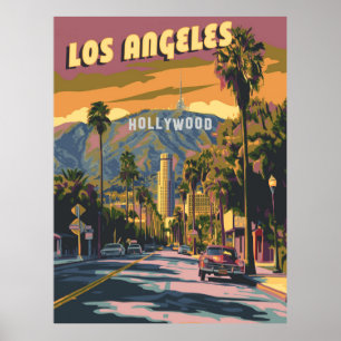 ロサンゼルスカリフォルニアヴィンテージ旅行 ポスター