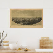 ロサンゼルスカリフォルニア1888パノラママップ ポスター (キッチン)