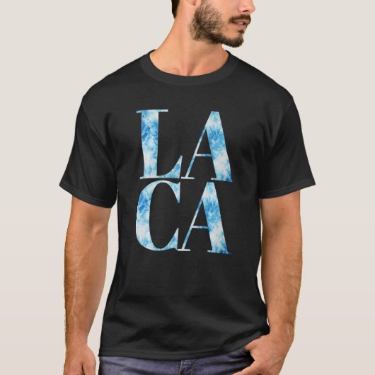 ロサンゼルスカリフォルニアLA CAお土産ブルーホワイト Tシャツ (正面)