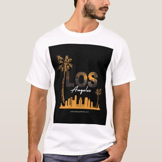 ロサンゼルスサンセットスカイラインデザイン Tシャツ (正面)