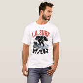ロサンゼルスサーフベア日本語タイポグラフィ Tシャツ (正面フル)