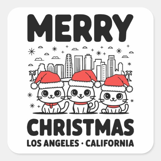 ロサンゼルスシティカリフォルニアメリークリスマスUSA スクエアシール (正面)