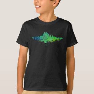 ロサンゼルスシティスカイラインライムグリーンブルー Tシャツ
