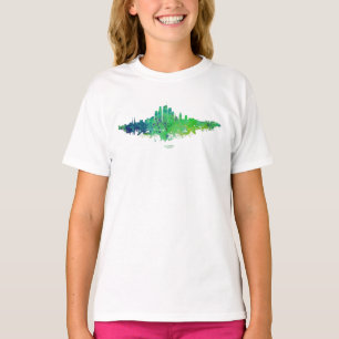 ロサンゼルスシティスカイラインライムグリーンブルー Tシャツ