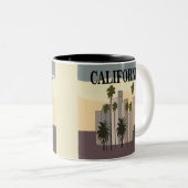 ロサンゼルスシティスケップサンセットパームツリーズカリフォルニア ツートーンマグカップ (正面右)