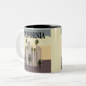 ロサンゼルスシティスケップサンセットパームツリーズカリフォルニア ツートーンマグカップ (正面左)