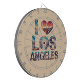 ロサンゼルススカイラインサンセット&ハリウッドタイポグラフィ ダーツボード (正面左)
