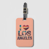 ロサンゼルススカイラインサンセット&ハリウッドタイポグラフィ ラゲッジタグ (正面縦)