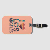 ロサンゼルススカイラインサンセット&ハリウッドタイポグラフィ ラゲッジタグ (正面横)