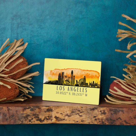 ロサンゼルススカイライン緯度と経度 フォトプラーク (側面)