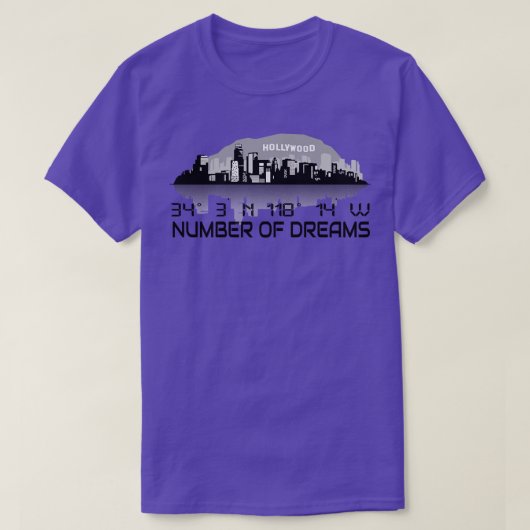 ロサンゼルススカイラインGPS座標ドリームシティ1 Tシャツ (デザイン正面)