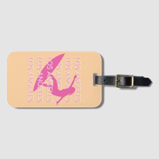 ロサンゼルストラベルアート,カリフォルニア,ビーチ愛好家 ラゲッジタグ (正面横)