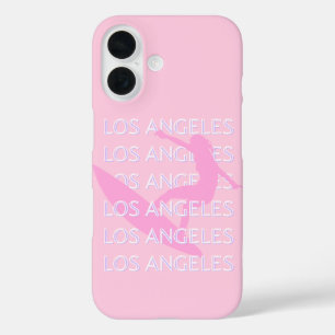 ロサンゼルストラベルアート,カリフォルニア,ピンク名門私立校風の, iPhone 16ケース